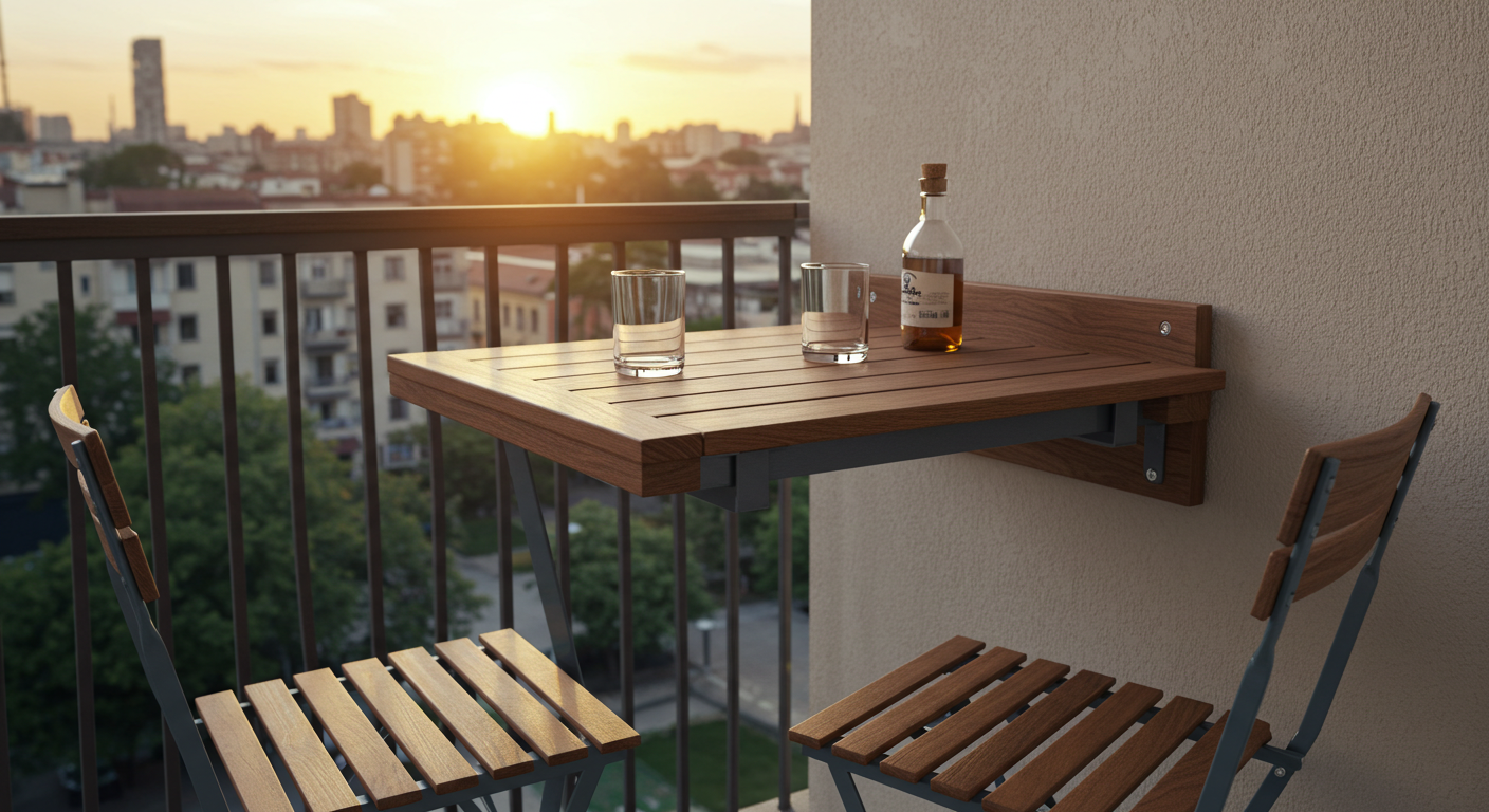 Ahşap Duvara Monte Balkon Masası