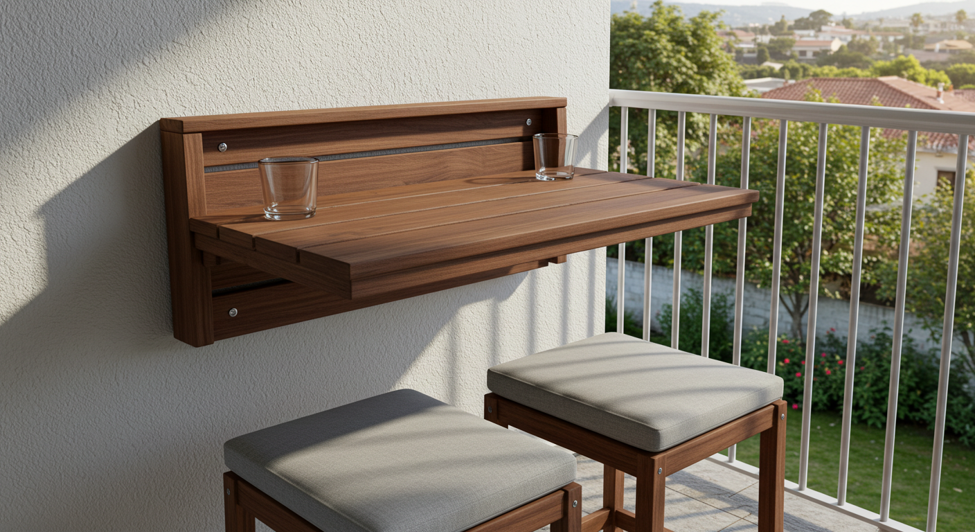 Ahşap Duvara Monte Balkon Masası
