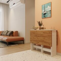 Pratik Katlanır Mutfak Yemek Çalışma Masası - 6 Kişilik - %100 MDF