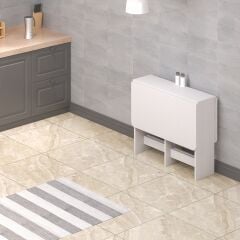 Pratik Katlanır Oval Köşeli Mutfak Yemek Çalışma Masası - 6 Kişilik - %100 MDF