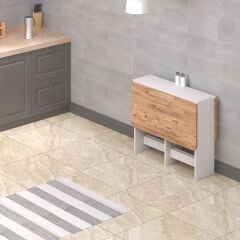 Pratik Katlanır Oval Köşeli Mutfak Yemek Çalışma Masası - 6 Kişilik - %100 Mdf ATLANTİK ÇAM